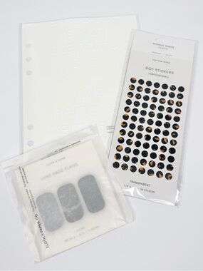 Cloth & Paper bundle: A5 size embossed dashboard, page flags & dot stickers.